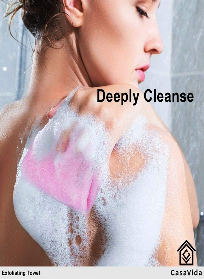 CASAVIDA Exfoliating Washcloth Back Scrubber for Shower Exfoliating Body Scrubber Japanese Beauty Washcloth African Net Sponge Bath Korean Loofah Towel Wash Cloth Shower Scrub Towel 3 Pack (Pink x 3) - Image 4